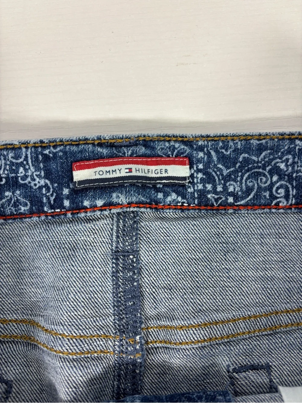 Tommy Hilfiger Denim Skirt Bandana Paisley Western Cowgirl Y2K Size 12